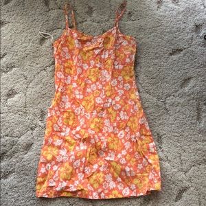 Orange Hawaiian Print Dress